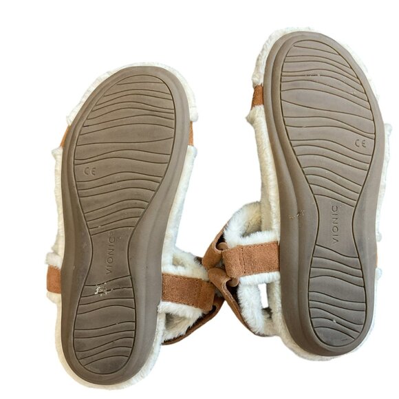Vionic Viva Faur Fur Slipper In Toffee Size 7 Sandal Orthotic Neutral Comfort - Picture 3 of 9